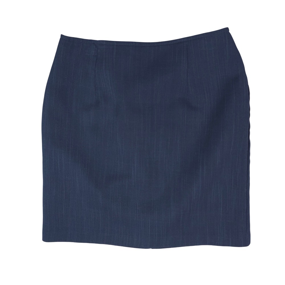 Unbranded Textured Mini Skirt Women Size 3 Navy Blue Office Career Zip Back